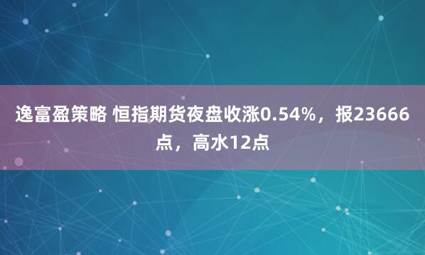 逸富盈策略 恒指期货夜盘收涨0.54%，报23666点，高水12点