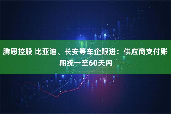 腾思控股 比亚迪、长安等车企跟进：供应商支付账期统一至60天内