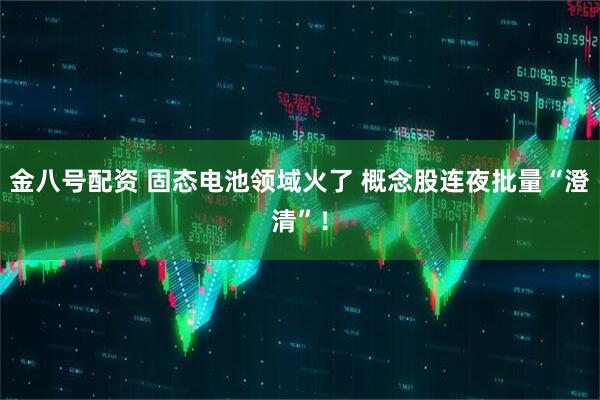 金八号配资 固态电池领域火了 概念股连夜批量“澄清”！