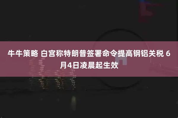 牛牛策略 白宫称特朗普签署命令提高钢铝关税 6月4日凌晨起生效